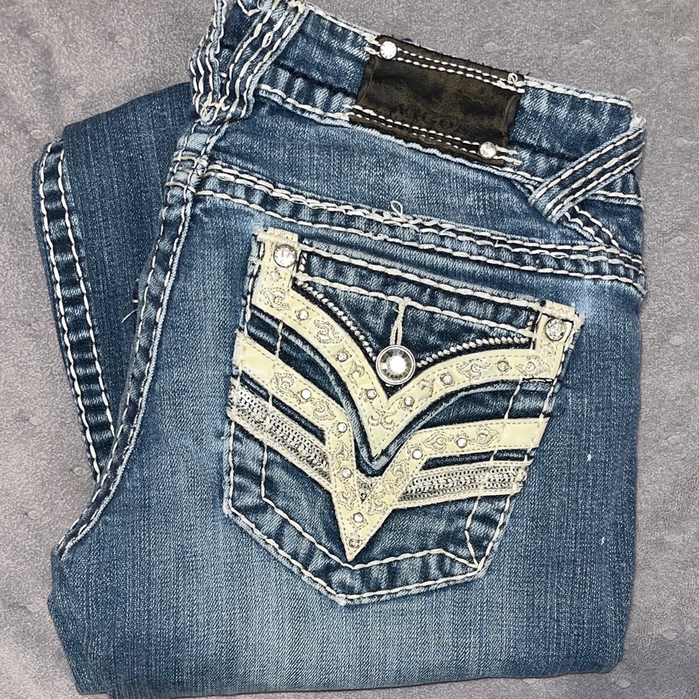 Vigoss Distressed Blue Boot Cut Jeans